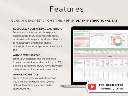 Ultimate Airbnb Income & Expense Tracker | Property Management Dashboard