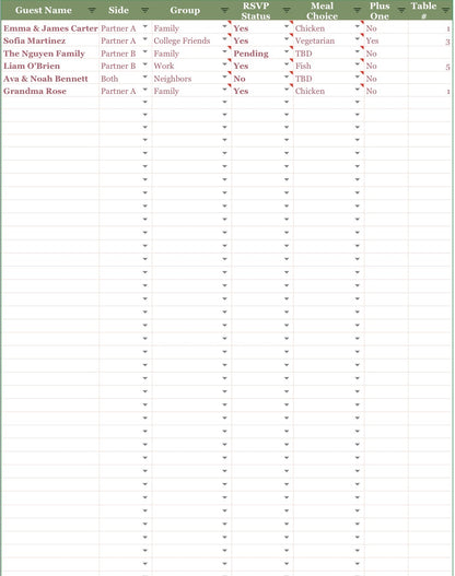 Wedding Budget Planner & Command Center — Guest List, Vendors, Timeline & Honeymoon