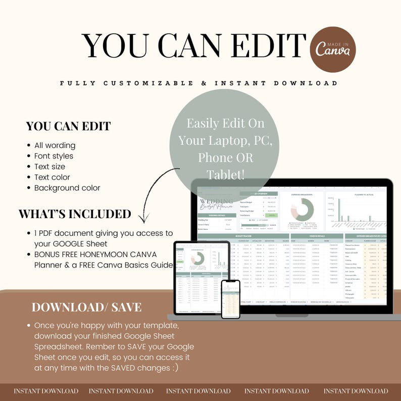 Ultimate Wedding Planner Bundle: Smart Budget, Checklist & Guest List Tracker