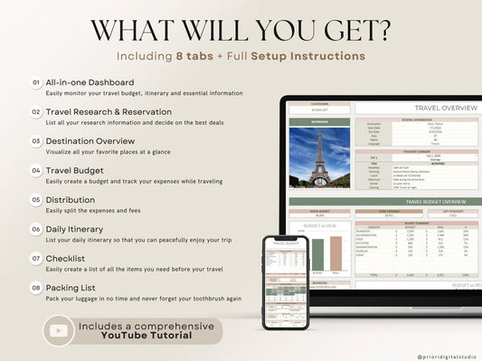 Ultimate Honeymoon Planner Bundle: Budget, Itinerary & Travel Dashboard