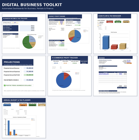 Business Finance Toolkit | Income, Tax, Invoice & Budget Planner Templates