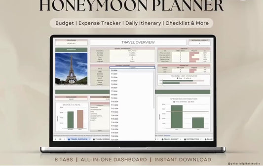 Ultimate Honeymoon Planner Bundle: Budget, Itinerary & Travel Dashboard